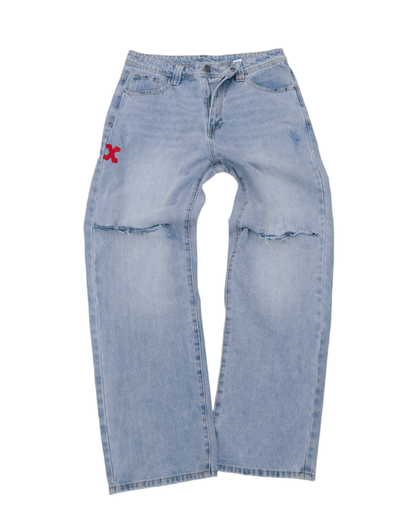 ( Distressed Baggy Denim