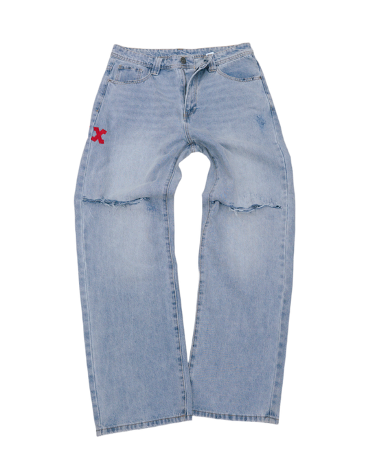 ( Distressed Baggy Denim