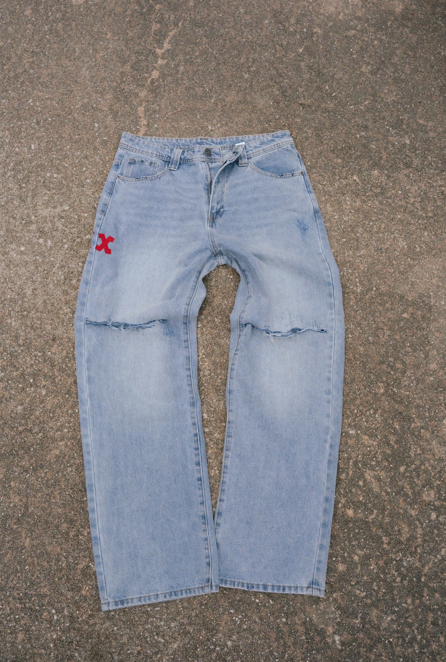 ( Distressed Baggy Denim