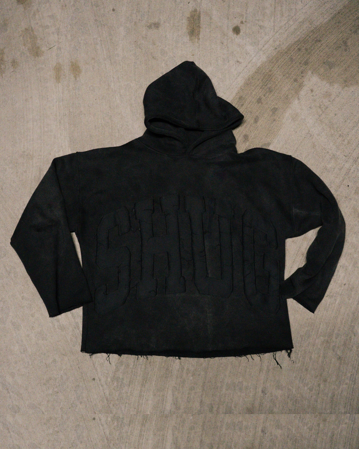 ( Distressed Oversize Shug Hoodie Black (PreOrder)